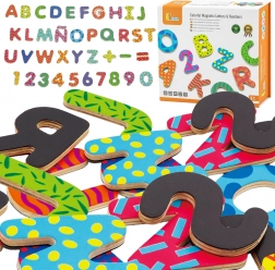VIGA farvede magnetiske bogstaver og tal – træsæt med 77 dele
