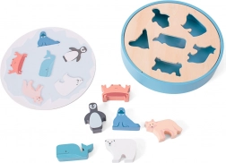 Træpuzzle med havdyr i konturer