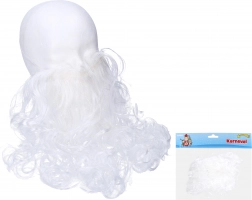 Hvide kunstige skæg til kostume af Sankt Nikolaus, troldmand eller bedstefar