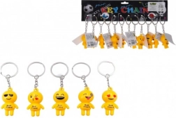 Nøglering med smiley, metal/plast, 9 cm