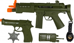 Militærsæt med maskinpistol med lys- og lydeffekter