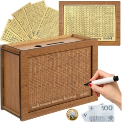 Træ motivationssparebøsse RUHHY med målkort