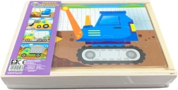 Træpuslespil – byggeplads med 4 biler