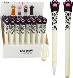 Gelpen Kattens Pote Blå Blæk Hvid Og Sort