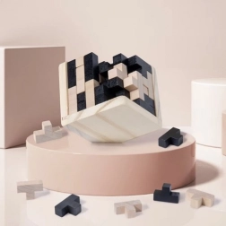 Træ logisk terning – 3D puslespil for børn og voksne