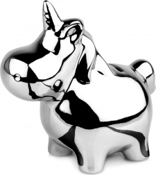 Keramisk sølv spejlblank sparegris enhjørning 18 × 10,5 cm