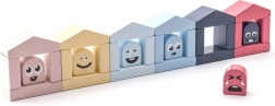 Cubika Pastel farvede huse – træbyggesæt 30 dele