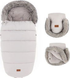 Petite&Mars vinterkørepose Comfy 4i1 og barnevognshandsker Furry Champagne Shower - 2 stk.