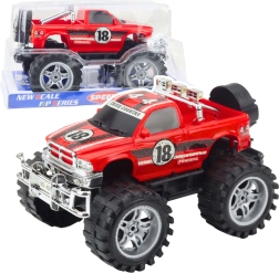 Terrængående bil med baghjulstræk, store hjul, rød, 27 cm
