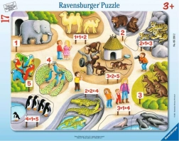 Ravensburger puslespil Første tal op til fem i zoologisk have, 17 brikker