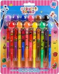 Duftende gelpenne Fruity Squad med pompon - 12 stk.