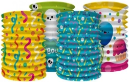 Farverig papirlanterne cylinder 15 cm