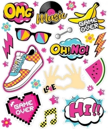 Strygemærker OMG – stort ark 20 × 30 cm