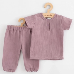 Baby-muslinsæt t-shirt og bukser New Baby lavendel 62 (3–6 måneder)