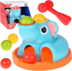 Pædagogisk legetøj elefant – bankesorterer med hammer og kugler