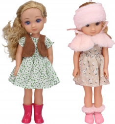 Dukke med pels og effekter 35 cm