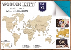 Træverdenskort til 3D-væg XL – naturlig turkis