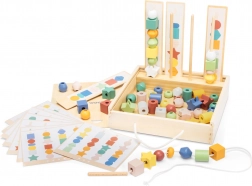 Træsorterings- og snøresæt med perler