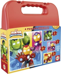 Puslespil i kuffert IRON MAN 4-i-1 (6, 9, 12, 16 brikker)
