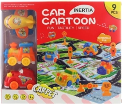 Sæt med vej-tæppe og små biler