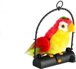 Talende papegøje Pleciuga – interaktiv plysbamse, rød