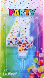 Party kagetal-lys nummer 4 med prikker