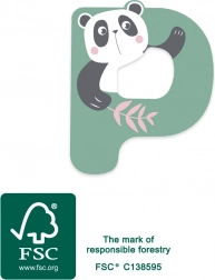 træbogstavet P med panda