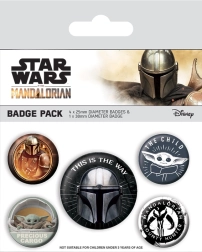Emaljeret badge MANDALORIAN – sæt 38 mm + 4× 25 mm