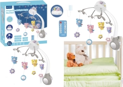 Karrusel med projektor og fjernbetjening i grå