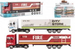 Lastbil med påhængsvogn – metalførerhus, friløb, 19 cm