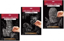 ARTLOVER skrabe­billede sølv – kat med killinger 20 × 25 cm