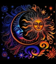 Diamantmaling Sol og Måne 30x40 cm