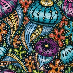 Kvadratisk puslespil Q Life Farverige vandmænd 72 brikker