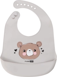 Silikonebabylap Grå Bamse