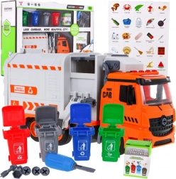 Interaktiv skraldebil til børn 3+ med 4 containere og kort til affaldssortering