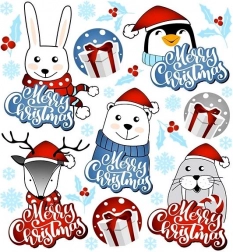 Jule strygemærker med dyr på et lille ark