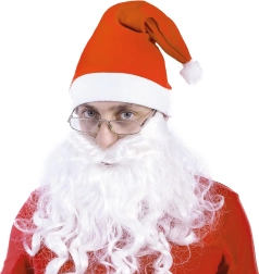 Langt, snehvidt julemandsskæg på elastik