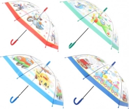 Opspringende gennemsigtig paraply med transportmotiver