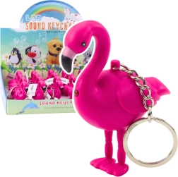Nøglering med flamingo med LED og lyd, pink