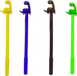 Dinosaur kuglepen med hætte, sort spids, mix brun gul 0,5 mm