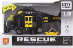 sort batteridrevet helikopter med lys og lyde