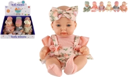 Babydukke med fast plastkrop 26 cm – mix af tøj, sæt med 6 stk.