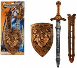 Børne-riddersværd med skjold og skede 55 cm