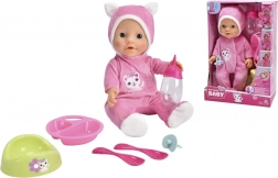 Dukke New Born Baby i kattepyjamas 30 cm