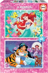 EDUCA Puslespil Disney prinsesser: Ariel og Jasmin 2x48 brikker