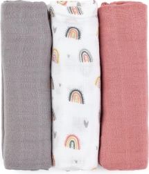 Petite&Mars bambus-musselinbleer Moussy rose rainbows 3 stk. 68 × 68 cm