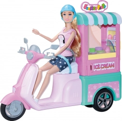 Iskrem-sælger dukke 30 cm med scooter