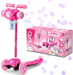 EVO Bubblz Mini Cruiser børnetre-hjulet løbehjul med bobleblæser, pink