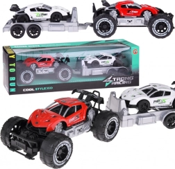 Off-road bil med trailer og sportsvogn