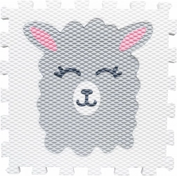 Skumpuslespilsmåtte med lama-motiv – hvid